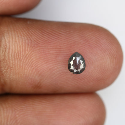 0.41 CT Natural Salt and Pepper Pear Shaped 5MM Diamond | Loose Polished Rustic Gem for Custom Engagement Ring | Unique Gold Ring Accent