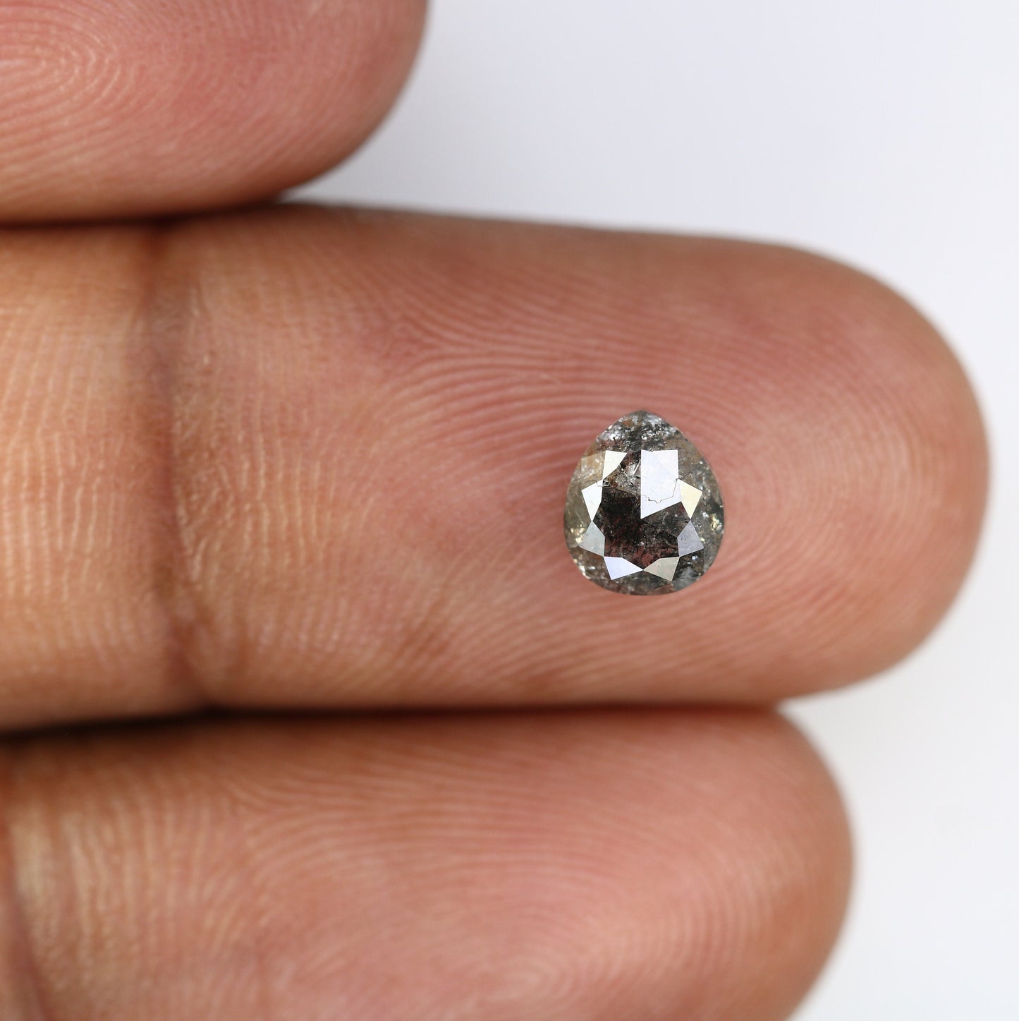 1.15 CT Natural Salt and Pepper Rustic Pear Shaped Diamond | Loose Polished Gem for Custom Engagement Ring | Unique Gold Ring Accent