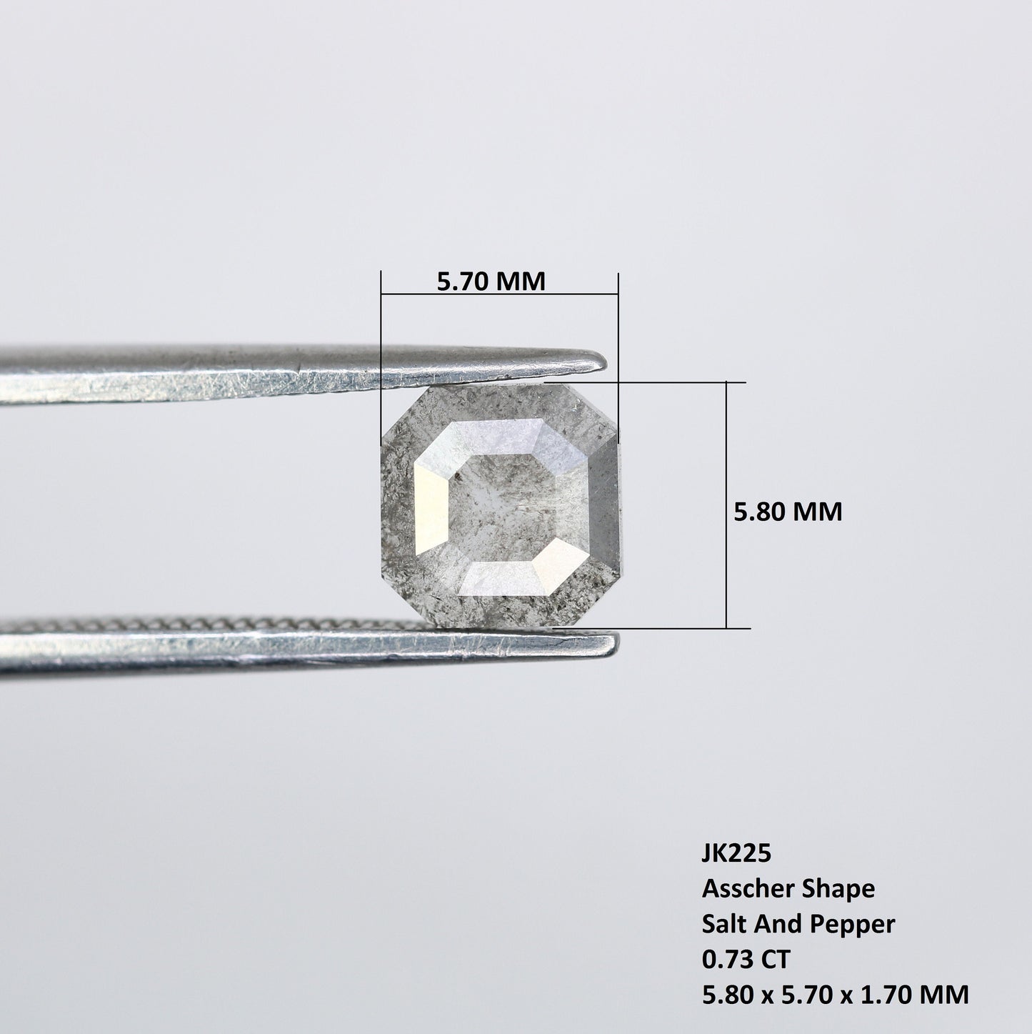 0.73 CT Asscher Shaped Natural salt and paper Rustic Diamond For Promise RingFor Gold Ring Diamonds