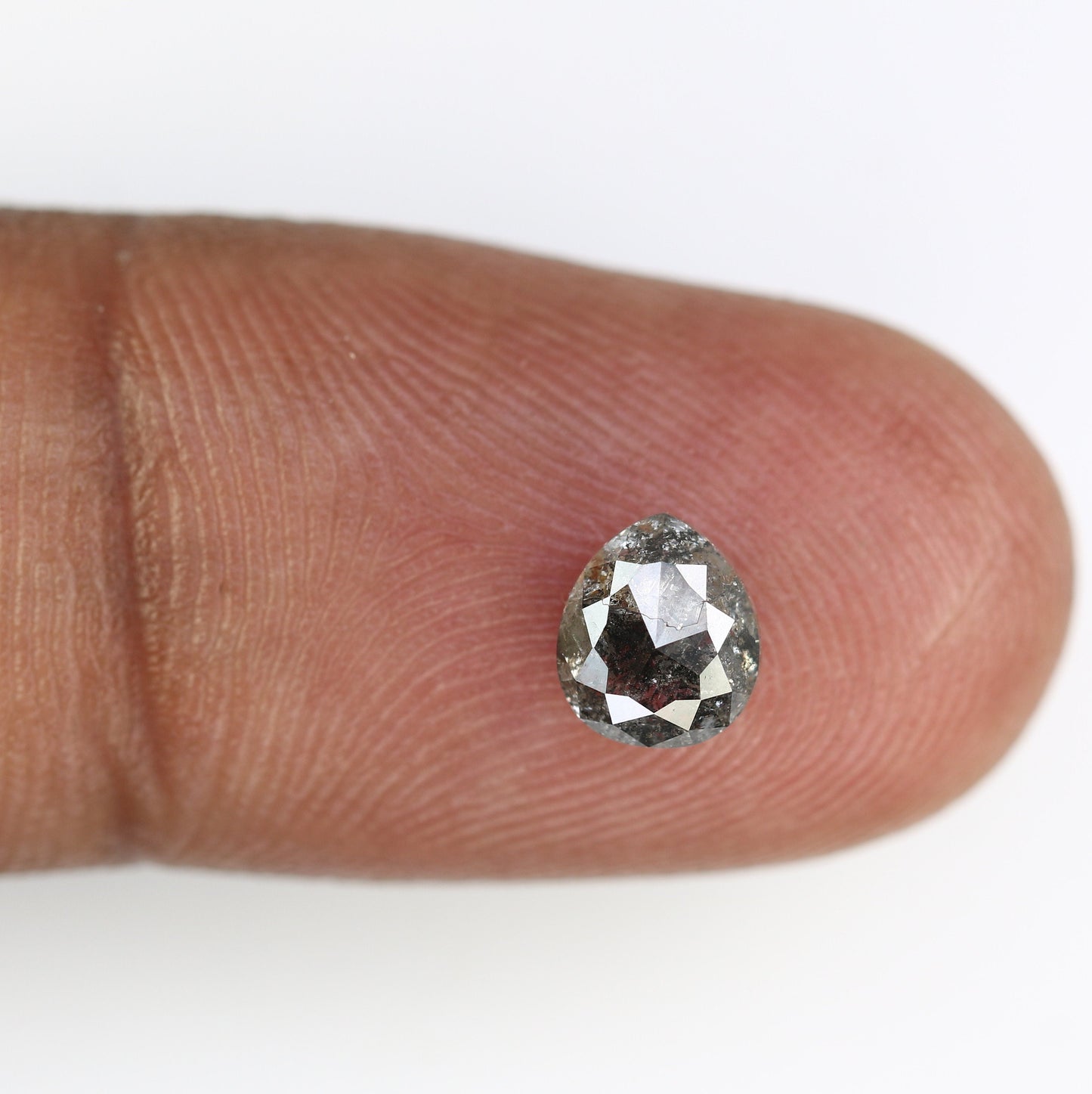 1.15 CT Natural Salt and Pepper Rustic Pear Shaped Diamond | Loose Polished Gem for Custom Engagement Ring | Unique Gold Ring Accent