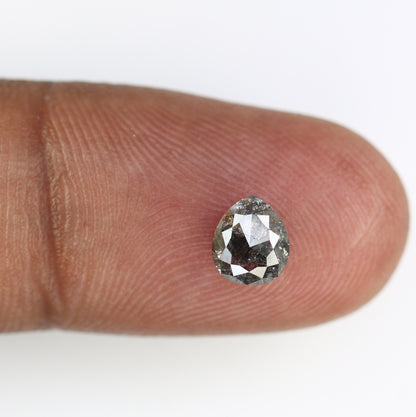 1.15 CT Natural Salt and Pepper Rustic Pear Shaped Diamond | Loose Polished Gem for Custom Engagement Ring | Unique Gold Ring Accent