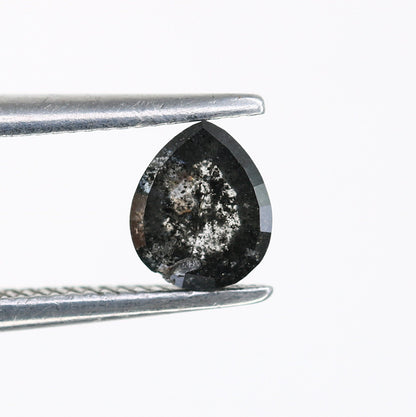 0.52 CT Natural Salt and Pepper Pear Shaped Rose Cut Diamond | Unique Gem for Anniversary Gift | Elegant Gold Ring Accent
