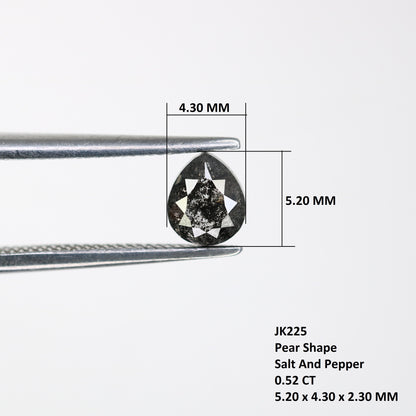 0.52 CT Natural Salt and Pepper Pear Shaped Rose Cut Diamond | Unique Gem for Anniversary Gift | Elegant Gold Ring Accent