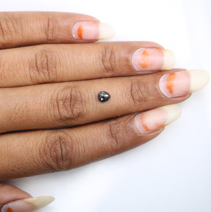0.52 CT Natural Salt and Pepper Pear Shaped Rose Cut Diamond | Unique Gem for Anniversary Gift | Elegant Gold Ring Accent