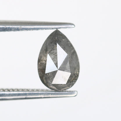 0.69 CT Natural Salt and Pepper 6MM Pear Cut Diamond | Unique Gem for Custom Wedding Jewelry | Elegant Gold Ring Accent