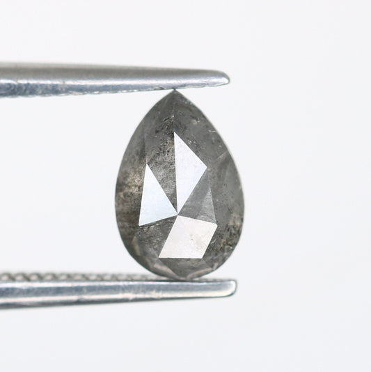 0.69 CT Natural Salt and Pepper 6MM Pear Cut Diamond | Unique Gem for Custom Wedding Jewelry | Elegant Gold Ring Accent