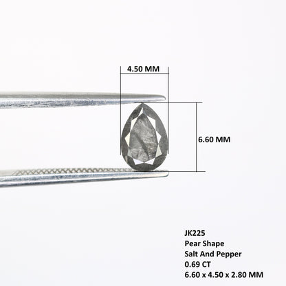 0.69 CT Natural Salt and Pepper 6MM Pear Cut Diamond | Unique Gem for Custom Wedding Jewelry | Elegant Gold Ring Accent