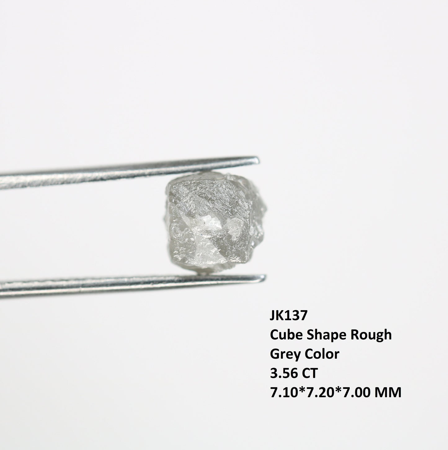 3.56 CT raw grey diamond cube unique fancy grey rough gemstone for custom pendant perfect Mother's Day gift designer ring stone