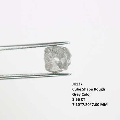 3.56 CT raw grey diamond cube unique fancy grey rough gemstone for custom pendant perfect Mother's Day gift designer ring stone