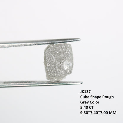 5.4 CT natural grey cube rough diamond for engagement ring wedding jewelry making gift for men gift for wife wedding present