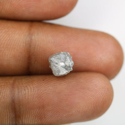 3.56 CT raw grey diamond cube unique fancy grey rough gemstone for custom pendant perfect Mother's Day gift designer ring stone