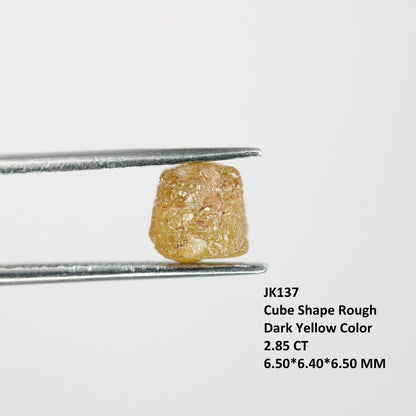 2.85 CT natural dark yellow cube rough diamond for cube diamond ring fancy rough jewelry gift for girlfriend anniversary present