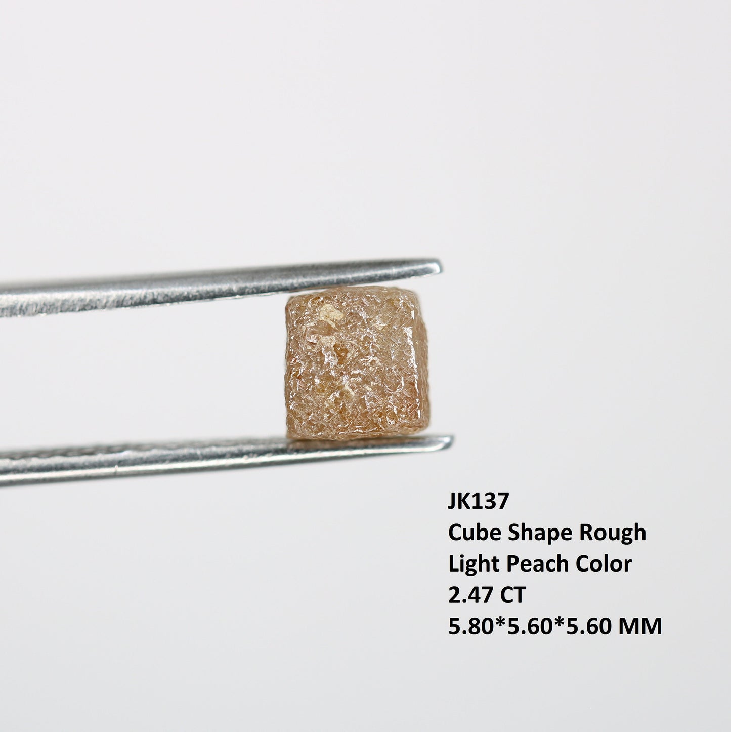 2.47 CT natural light peach cube raw diamond for proposal ring peach diamond pendant gift for girlfriend birthday present
