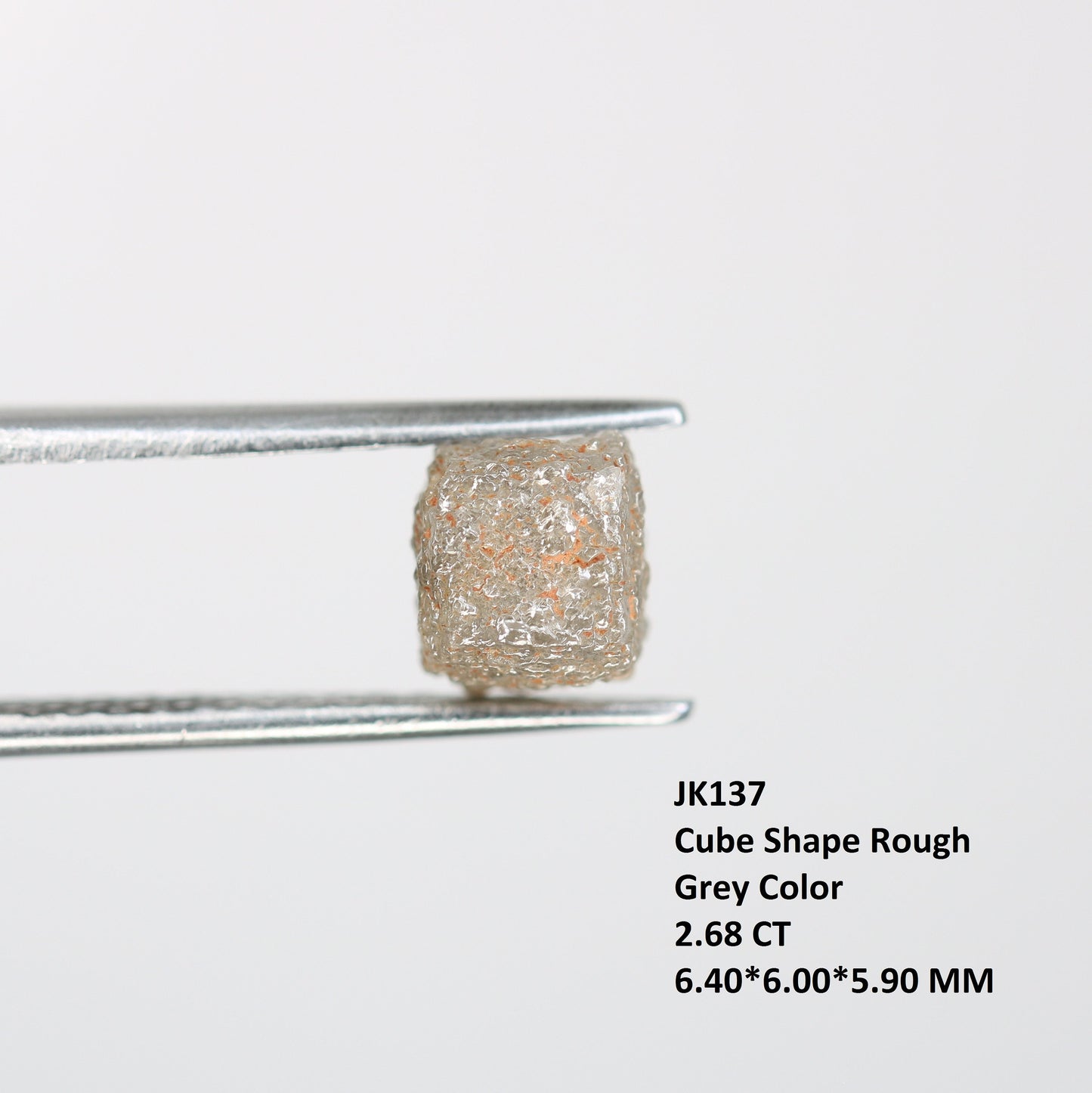 2.68 CT fancy grey cube rough diamond for custom jewelry grey rough diamond ring rough grey stone pendant Mother's Day gift