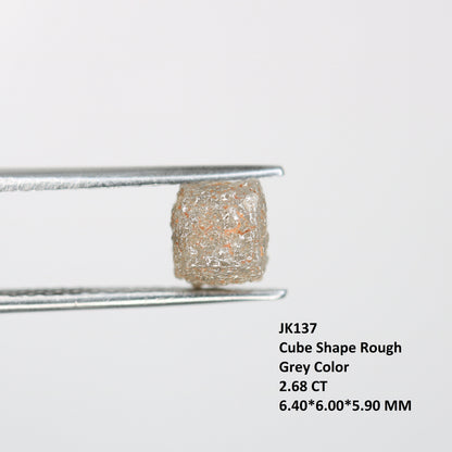 2.68 CT fancy grey cube rough diamond for custom jewelry grey rough diamond ring rough grey stone pendant Mother's Day gift
