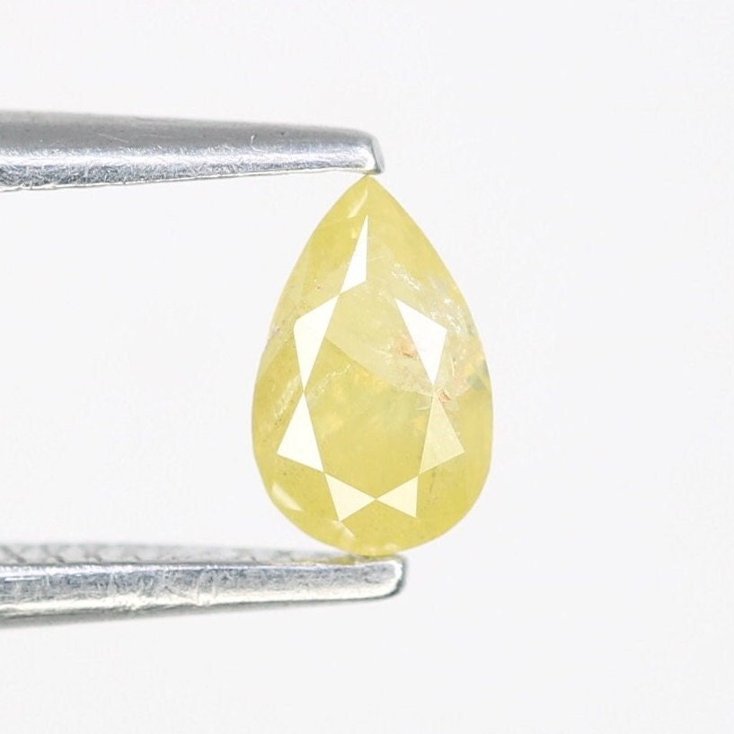 0.30 CT Natural Loose Pear Shape Yellow Diamond | Rose Cut Gem for 14k/18k Jewelry | Ideal for Anniversary Ring, Wedding Ring, or Necklace