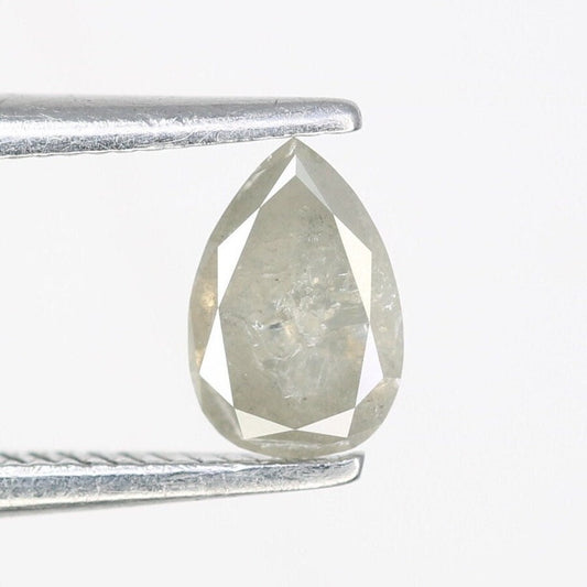 0.39 CT 6MM Polished Pear Cut Natural Grey Diamond | Loose Gem for Custom Engagement Ring | Elegant Gold Ring Accent