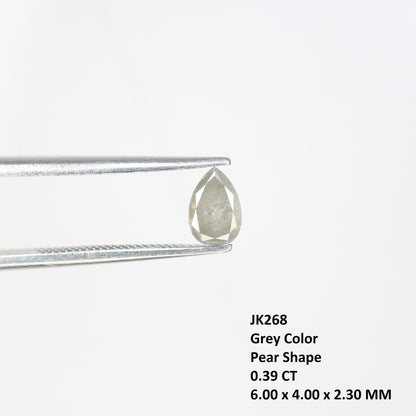 0.39 CT 6MM Polished Pear Cut Natural Grey Diamond | Loose Gem for Custom Engagement Ring | Elegant Gold Ring Accent