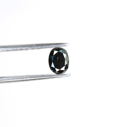 0.46 CT Fancy Oval Black Rustic Diamond | Shiny Oval Shape for Wedding Ring, Engagement Ring | Black Color Diamond