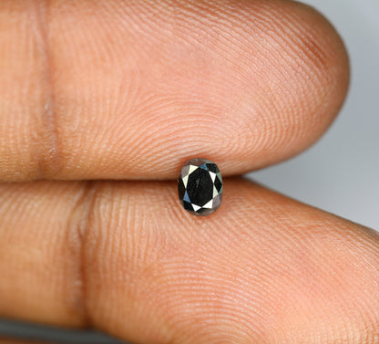 0.46 CT Fancy Oval Black Rustic Diamond | Shiny Oval Shape for Wedding Ring, Engagement Ring | Black Color Diamond
