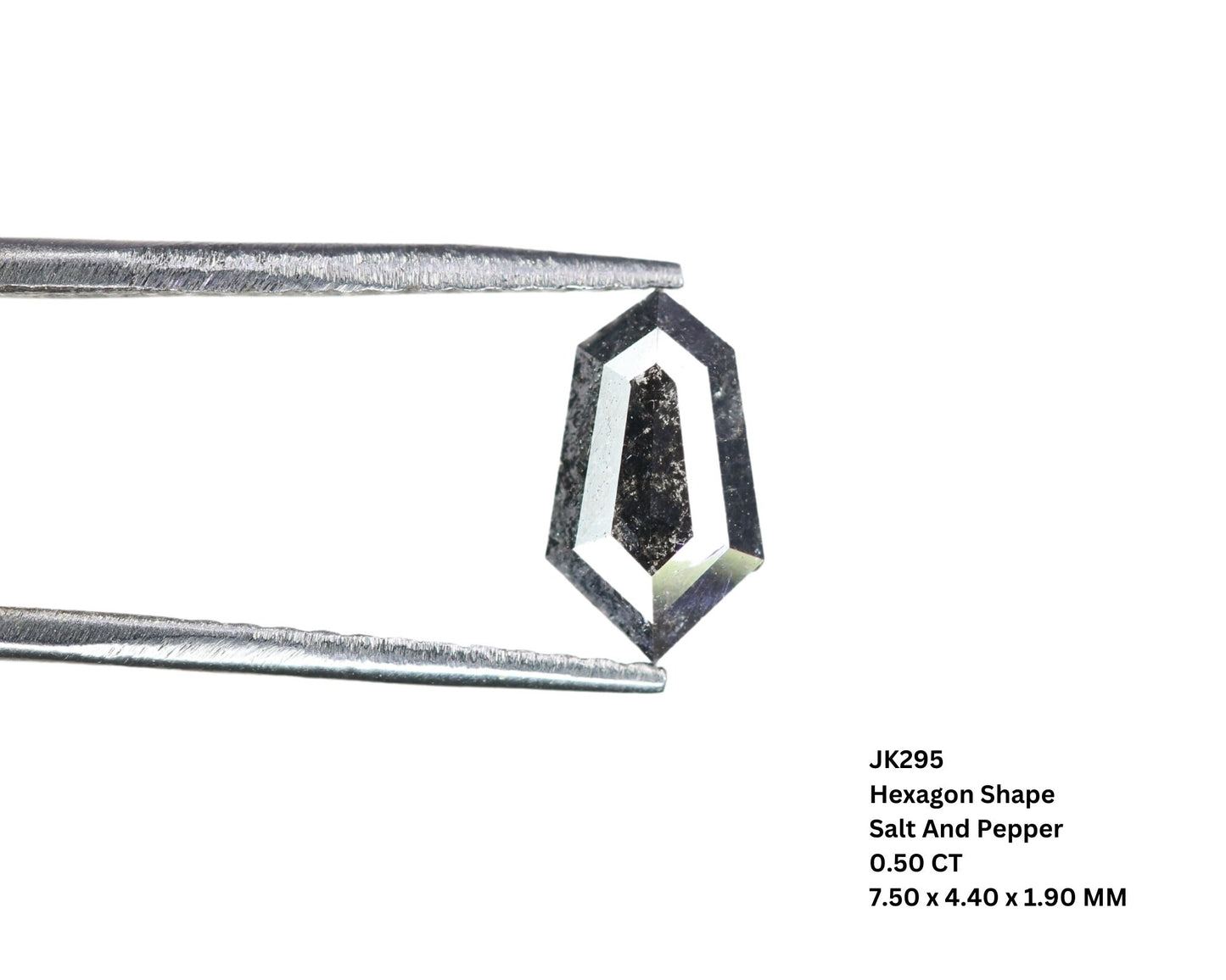 0.5 CT Natural Loose Hexagon - Salt and Pepper Hexagon For Rings - Rings Gifts For Wedding -  Fancy Gift for Her - Handmade Diamond