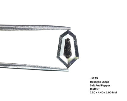 0.5 CT Natural Loose Hexagon - Salt and Pepper Hexagon For Rings - Rings Gifts For Wedding -  Fancy Gift for Her - Handmade Diamond