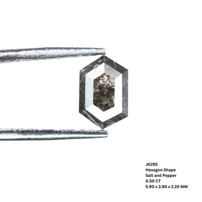0.5CT Natural Loose Hexagon - Salt and Pepper Hexagon For Rings - Rings Gifts For Wedding -  Fancy Gift for Her - Handmade Diamond