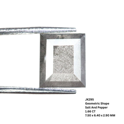 1.66 CT Salt And Pepper Geometric Shaped Natural Diamond For Engagement Ring, Gift For HerFor Gold Ring Diamonds