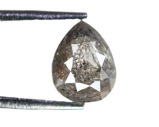 1.1 CT Salt and Pepper Pear Shape Diamond | Unique Gem for Custom Wedding or Proposal Ring | Perfect Gift for Wife Elegant Gold Ring Accent