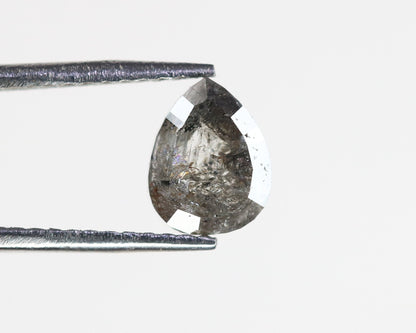 1.1 CT Salt and Pepper Pear Shape Diamond | Unique Gem for Custom Wedding or Proposal Ring | Perfect Gift for Wife Elegant Gold Ring Accent