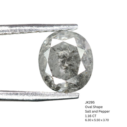 1.16 CT Natural Salt and Pepper Oval Diamond | Custom Ring, Wedding Jewelry | Gold Ring Diamond