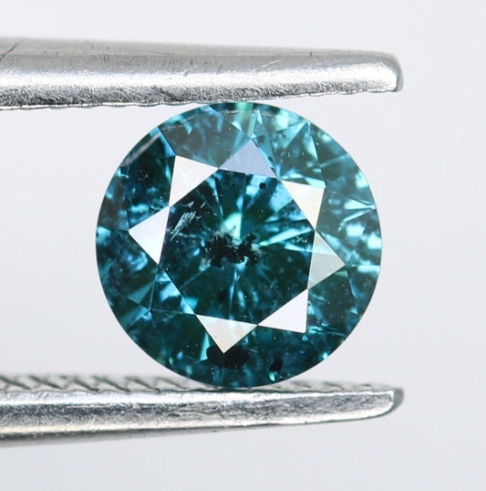 0.48 CT Round Brilliant Cut Blue Rustic Polished Diamond | Ideal for Designer Rings and Gold Jewelry | High-Quality Loose Gemstone