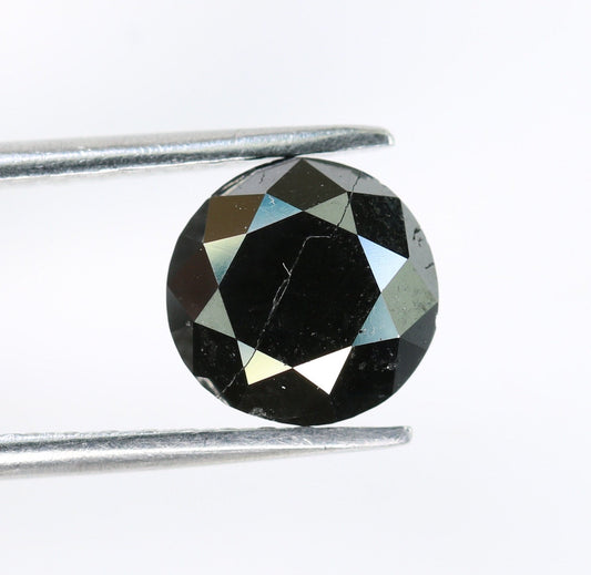 2.13 CT Natural Round Brilliant Black Diamond | Loose Fancy Black Gemstone | Perfect for Custom Engagement Rings and Gold Jewelry