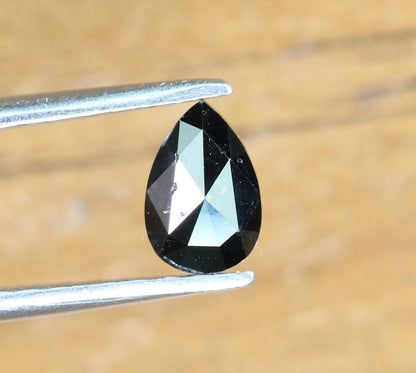 0.42 CT Black Rose Cut Pear Shape 6MM Diamond | Loose Stunning Gem for Custom Proposal Ring | Unique Gold Ring Accent