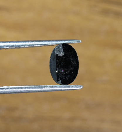0.94 CT Natural Loose Oval Salt and Pepper Diamond | Black Color, 7.00mm Rose Cut Oval Shape | Gold Ring Diamond