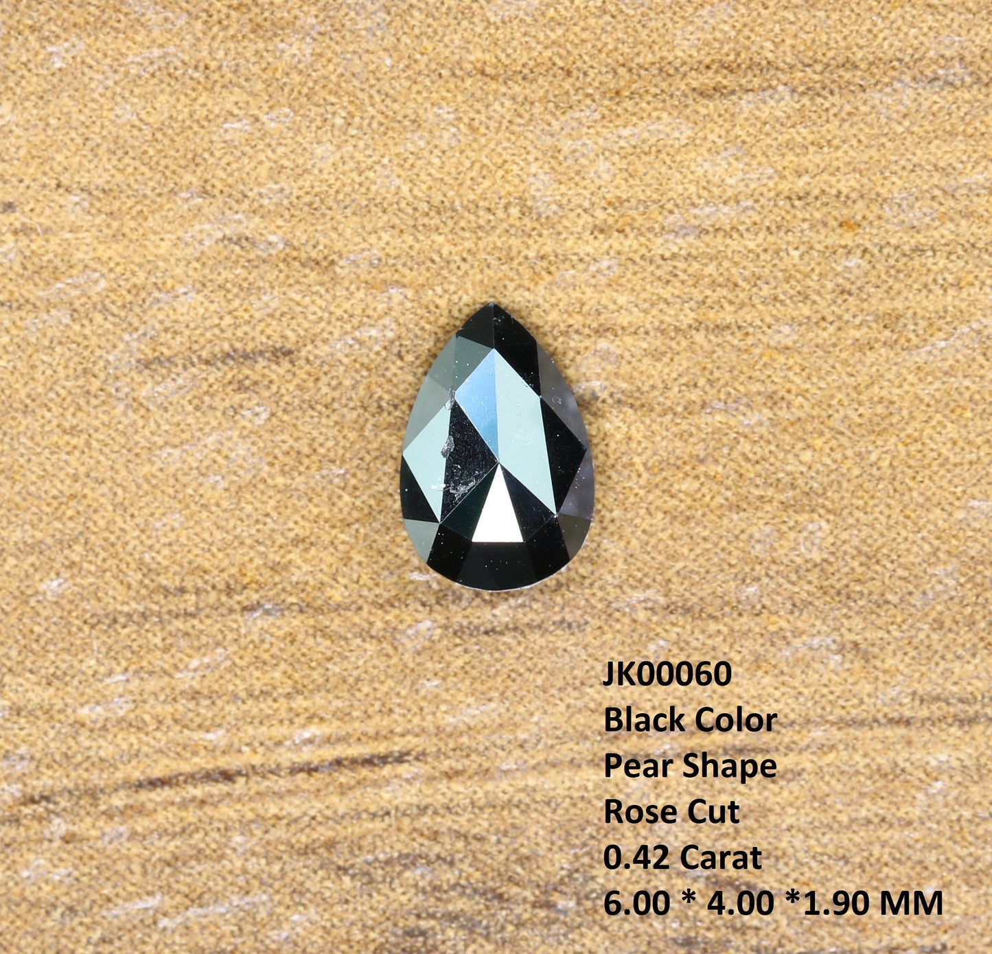 0.42 CT Black Rose Cut Pear Shape 6MM Diamond | Loose Stunning Gem for Custom Proposal Ring | Unique Gold Ring Accent
