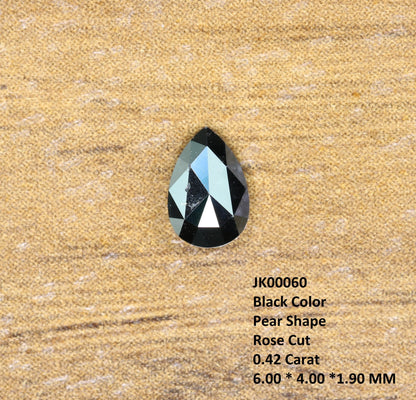 0.42 CT Black Rose Cut Pear Shape 6MM Diamond | Loose Stunning Gem for Custom Proposal Ring | Unique Gold Ring Accent