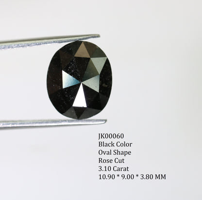 3.10 CT Fancy Black Oval Diamond | Loose Polished Big Diamond for Wedding Ring | Gold Ring Diamond