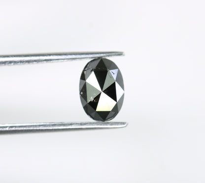0.94 CT Natural Loose Oval Salt and Pepper Diamond | Black Color, 7.00mm Rose Cut Oval Shape | Gold Ring Diamond