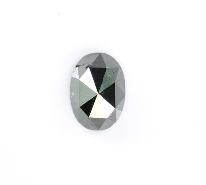 0.94 CT Natural Loose Oval Salt and Pepper Diamond | Black Color, 7.00mm Rose Cut Oval Shape | Gold Ring Diamond