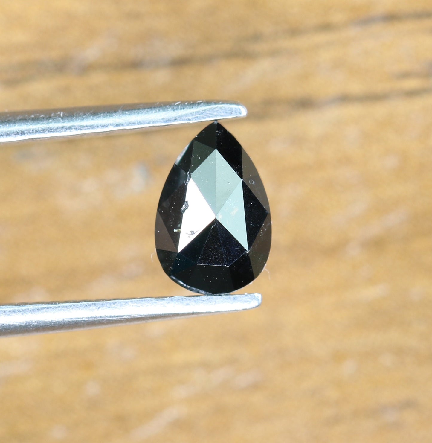 0.42 CT Black Rose Cut Pear Shape 6MM Diamond | Loose Stunning Gem for Custom Proposal Ring | Unique Gold Ring Accent
