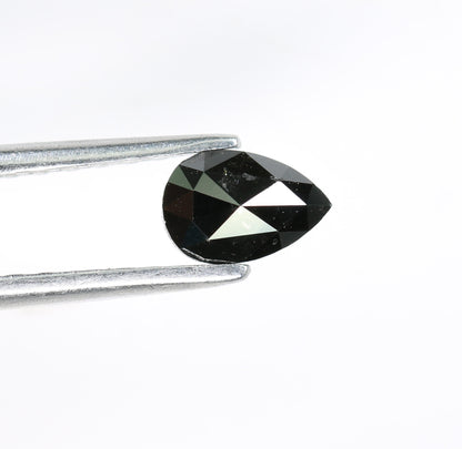 0.42 CT Black Rose Cut Pear Shape 6MM Diamond | Loose Stunning Gem for Custom Proposal Ring | Unique Gold Ring Accent