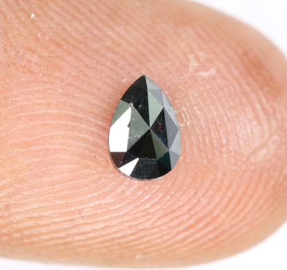 0.42 CT Black Rose Cut Pear Shape 6MM Diamond | Loose Stunning Gem for Custom Proposal Ring | Unique Gold Ring Accent
