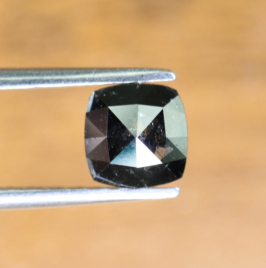 0.55 CT Natural Loose Black Cushion Diamond | Fancy Polished Cut for Antique or Proposal Ring | Black Color Diamond