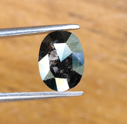 0.80 CT Natural Loose Oval Black Grey Salt and Pepper Diamond | Real Diamond for Engagement Ring