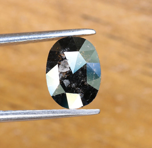 0.80 CT Natural Loose Oval Black Grey Salt and Pepper Diamond | Real Diamond for Engagement Ring