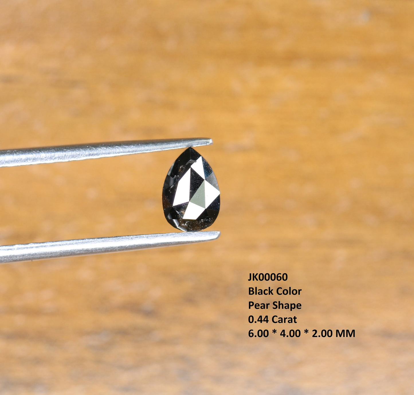 0.44 CT 6MM Natural Loose Pear Shape Diamond | Fancy Black Brilliant Cut Gem for Custom Pear Ring | Unique Gold Ring Accent