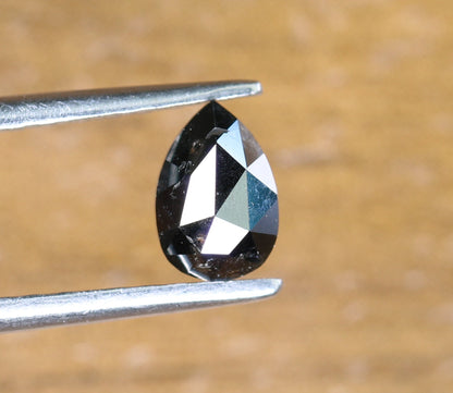 0.44 CT 6MM Natural Loose Pear Shape Diamond | Fancy Black Brilliant Cut Gem for Custom Pear Ring | Unique Gold Ring Accent