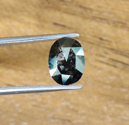 0.80 CT Natural Loose Oval Black Grey Salt and Pepper Diamond | Real Diamond for Engagement Ring