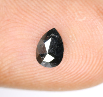 0.44 CT 6MM Natural Loose Pear Shape Diamond | Fancy Black Brilliant Cut Gem for Custom Pear Ring | Unique Gold Ring Accent
